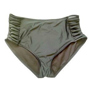 Relleciga swimsuit bottom black braided sides design polyester blend Women L